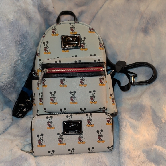 Loungefly Handbags - Loungefly Mickey Mouse Backpack And Wallet Set